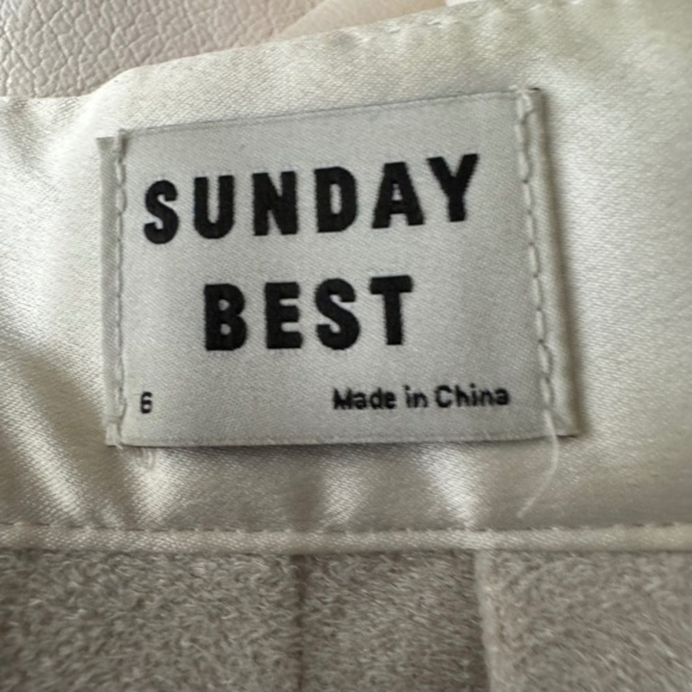 Sunday Best Aritzia Olive Pleated Vegan Leather Micro Mini Skirt Cream Size‎ 6 - Picture 10 of 10
